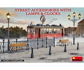 1:35 Set d'accessoires de rue Lanternes/horloge