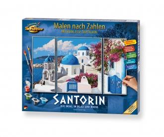 Santorin (Triptychon) Malen nach Zahlen
