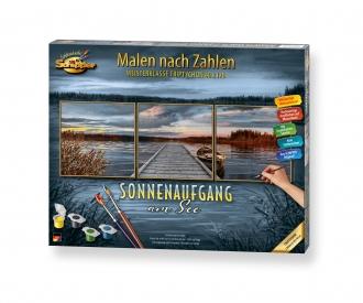 Sunrise by the Lake Triptych - Painting by Numbers