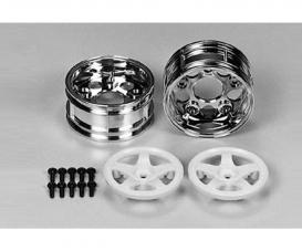 1:10 Wheels (2) 5-Spoke Chr./white 26mm