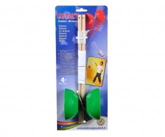 Diabolo plastique avec baguettes en bois, 4 versions