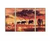 Africa Elephant Caravan Triptych - Painting by Numbers