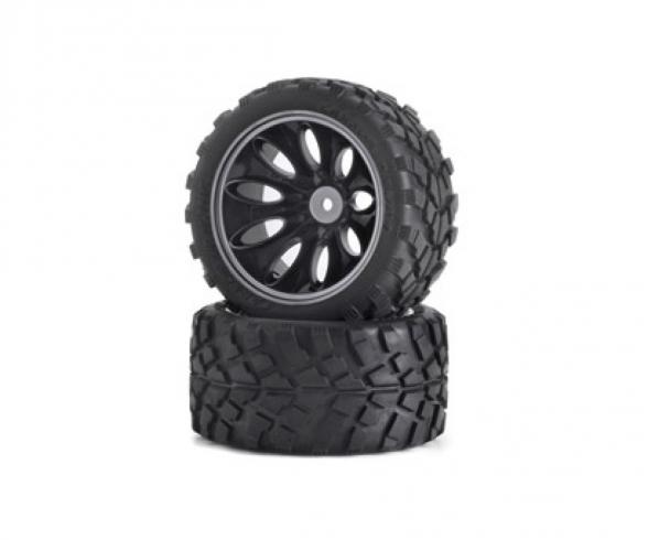 1:10 Kit pneus/jantes Truggy noir 2p.