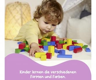 Coloured Wooden Blocks with Storage Box - 100 Pieces