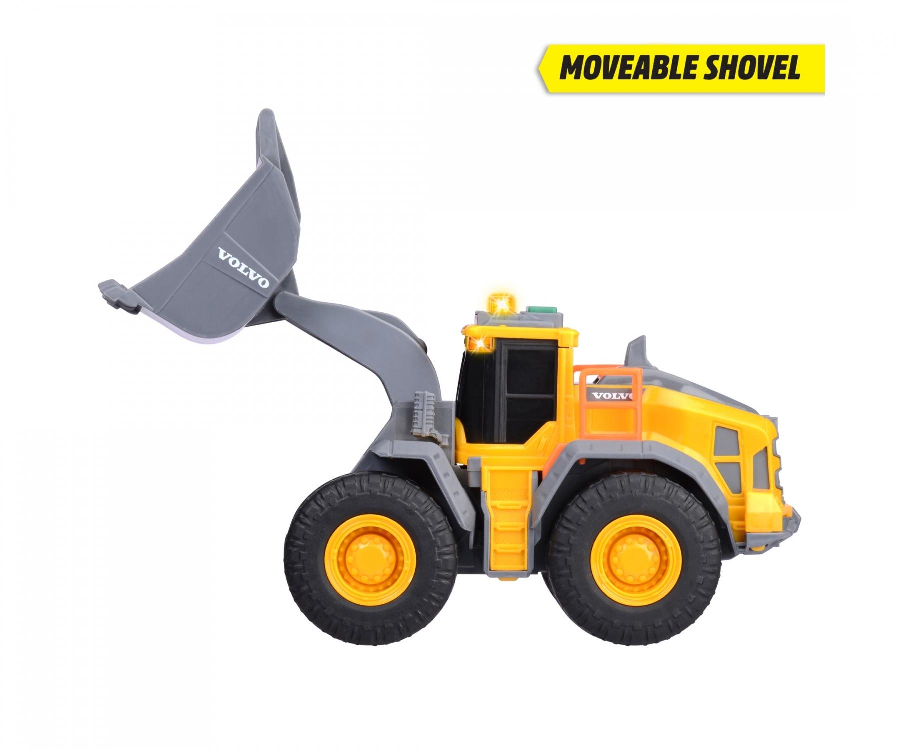 Dickie Toys Volvo Wheel Loader – Chargeuse Sur Roues 23 Cm, Pelle Géante, Lumières Et Sons, Jouet Chantier Dès 3 Ans