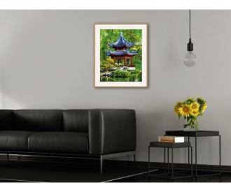 Pagoda in a Japanese garden  40 x 50 cm - Painting by Numbers