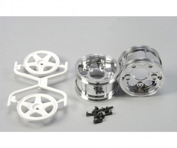 1:10 Wheels (2) 5-Spoke Chr./white 30mm