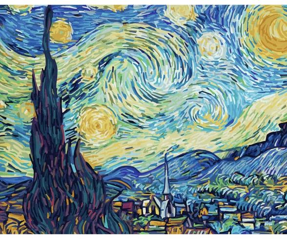 The Starry Night  40 x 50 cm - Painting by Numbers