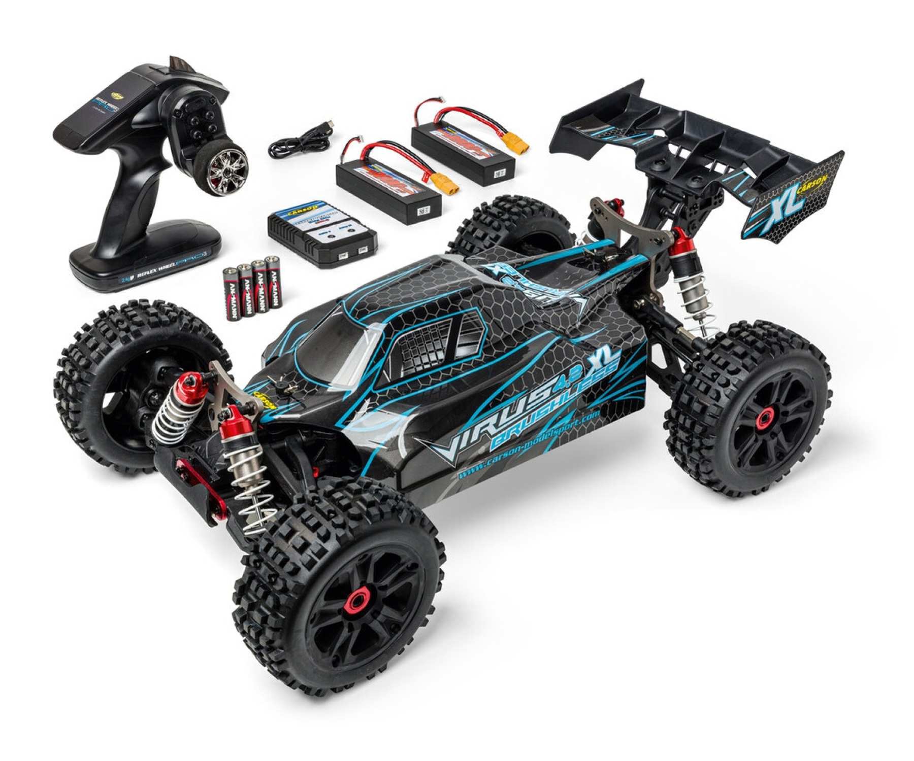 Buy 1:8 Virus 4.2 XL 100% RTR black/turquois online | Carson