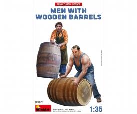 1:35 Figurine-Set Hommes avec tonneaux en bois (2)