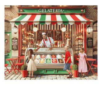 Italian Ice Cream Parlour Painting by numbers