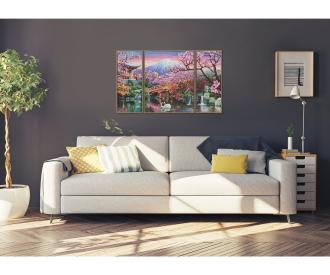 Cherry Blooming in Japan Triptych - Painting by Numbers
