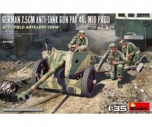 1:35 Deutsche 7,5cm PaK 40 mit Crew (4) mittlere Prodoruktion