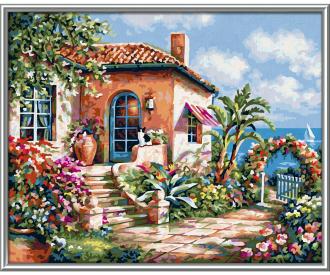 Holiday cottage by the sea - painting by numbers