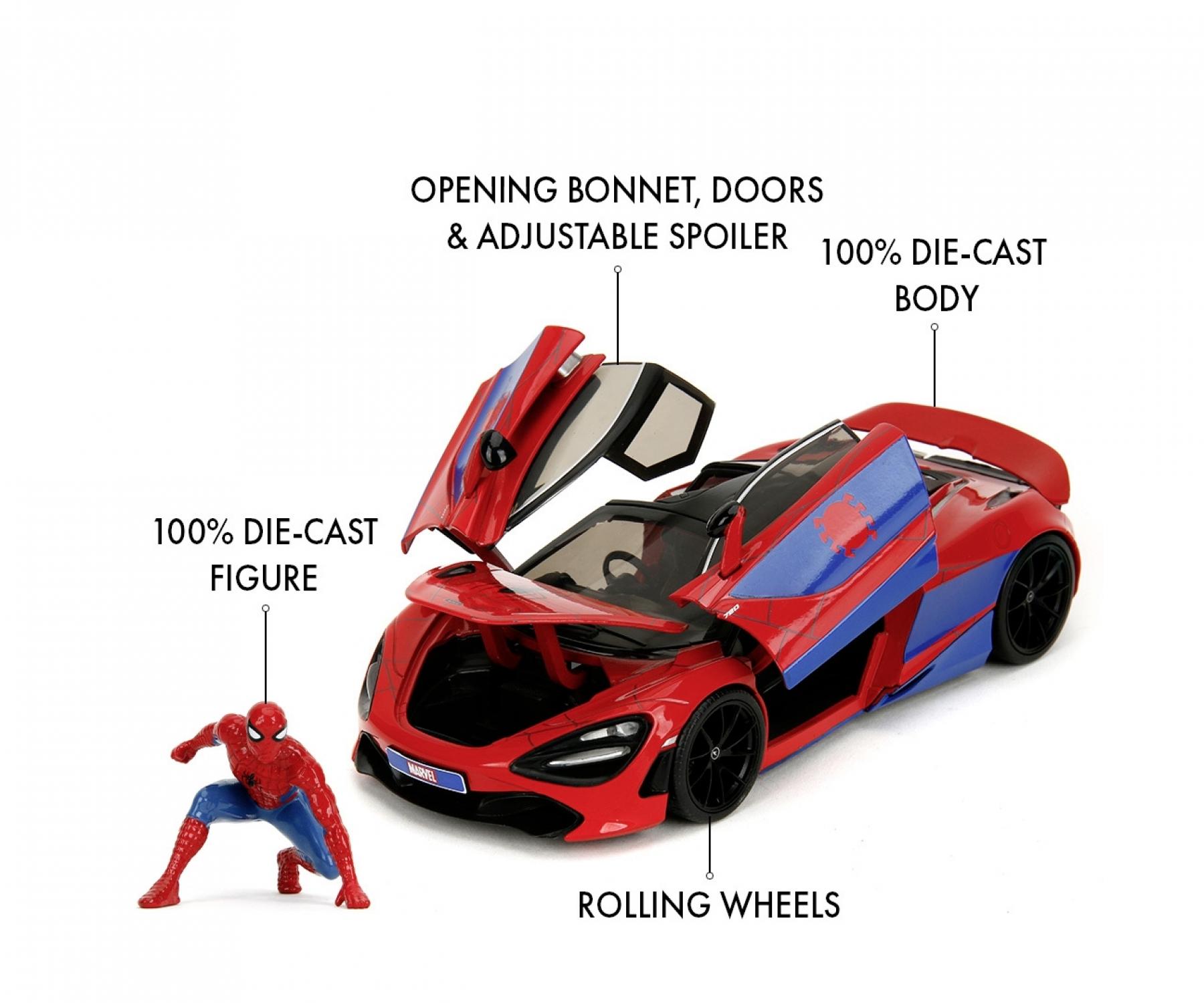 ミニカー 1:24 MARVEL SPIDER-MAN &amp; McLaren 720S Mclaren 720S W/Spider-Man Diecast Model Car | Jada Toys