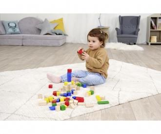 Colored and Natural Wooden Blocks - 75 Pieces