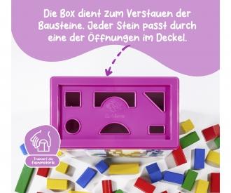 Coloured Wooden Blocks with Storage Box - 100 Pieces