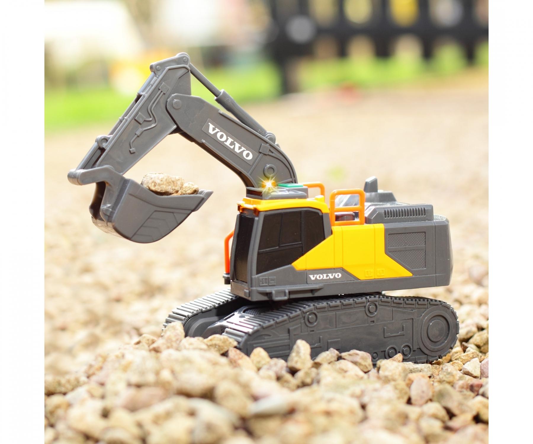 Dickie Toys Volvo Bagger Power Excavator (30 Cm) - Pelle Jouet Pour Enfants à Partir De 3 Ans Avec Roue Libre, Commande à Levier, Lumière Et Son