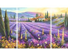 Lavender Fields Triptych - Painting by Numbers