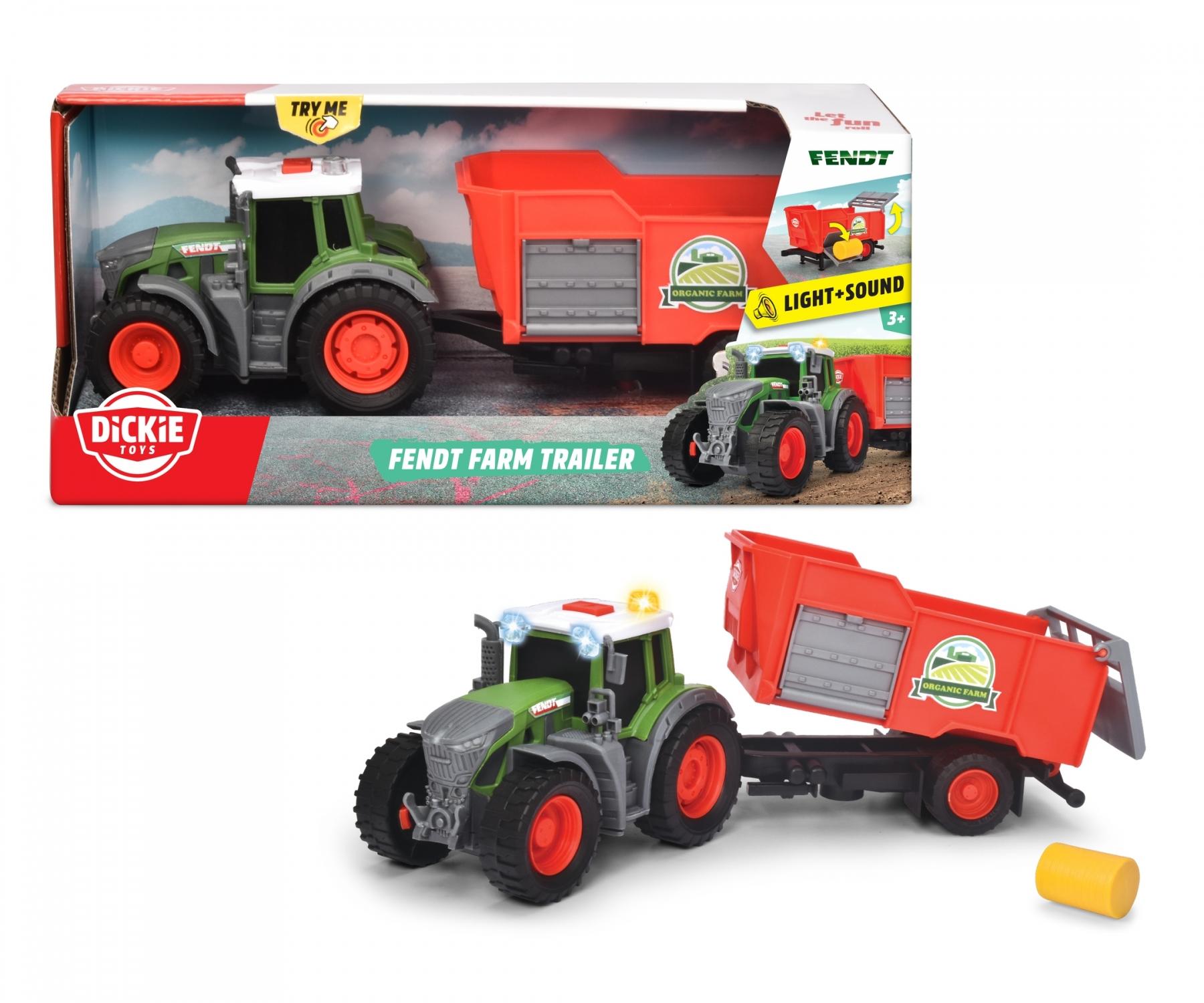 Toyland® Traktor Mit Anhänger-Set 1:32 – Spielzeug Für Jungen, Mit Beweglichem Frontlader, Rot & Grün