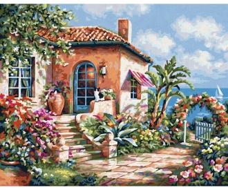 Holiday cottage by the sea - painting by numbers