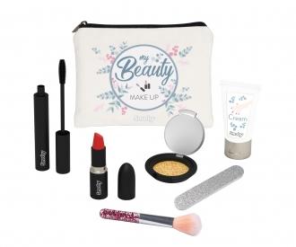 Make-up-Tasche Aus Leinen – 25,4x19,1 Cm, Wasserdichtes Futter, Design „Opulenter Garten“