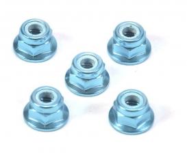 4mm Alum. Flanged Lock Nut Blue Anod.(5)