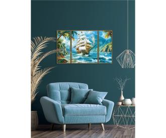 Sailing Ship in the South Seas Triptych - Painting by Numbers