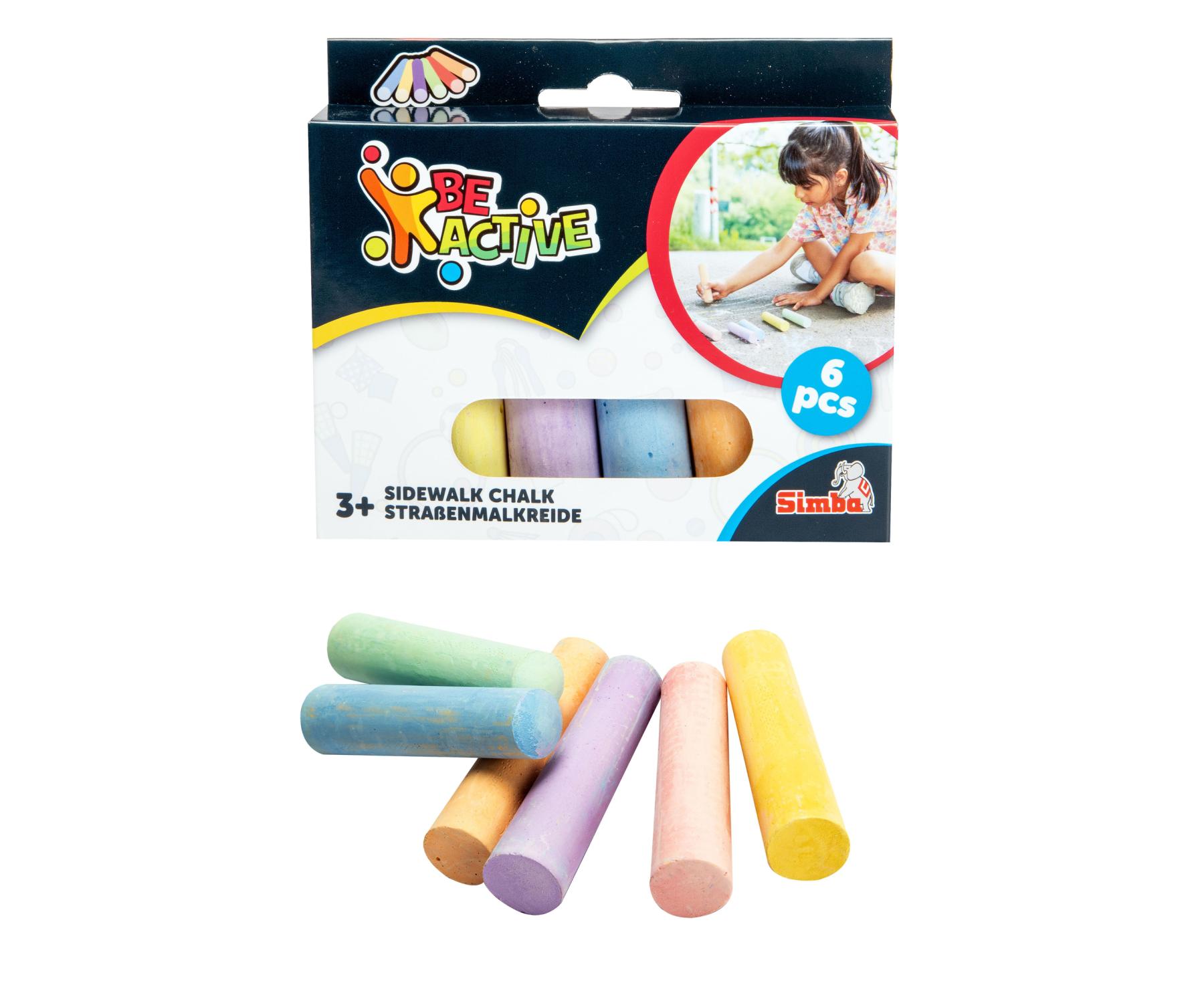 Simba Toys - Lot de 20 craies de peinture de rue dans un seau - 10 couleurs fluo et 10 couleurs classiques - Pour l'extérieur - Pour enfants à partir