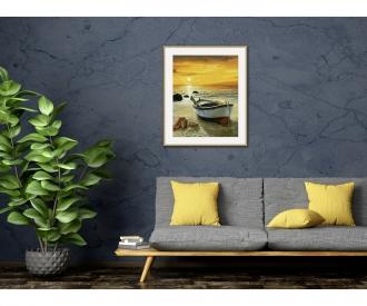 Fishing Boat on the Beach  40 x 50 cm - Painting by Numbers