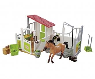 Horse Box Nature World avec écurie et cheval, 22 pièces