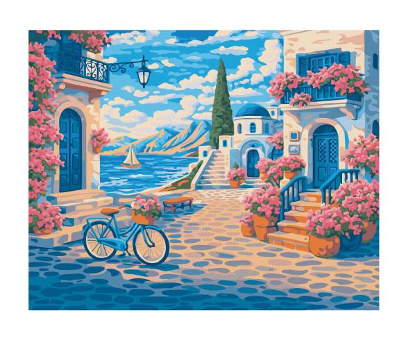 Blooming Coastal Village 24 x 30 cm - Painting by Numbers