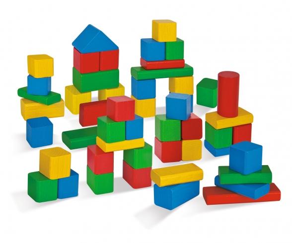 Coloured Wooden Blocks - 50 Pieces