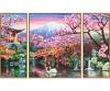 Cherry Blooming in Japan Triptych - Painting by Numbers