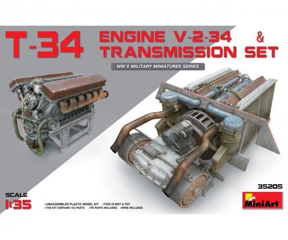 1:35 Moteur T-34 (V-2-34) avec bloc d'engrenages