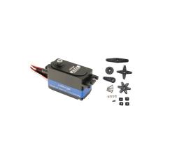 Servo CS-15DS - RC Low-Profile JR, moteur Coreless, couple de manœuvre 15.6kg, engrenage métallique, étanche, roulement à billes, 0.07sec temps de manœuvre, noir-bleu