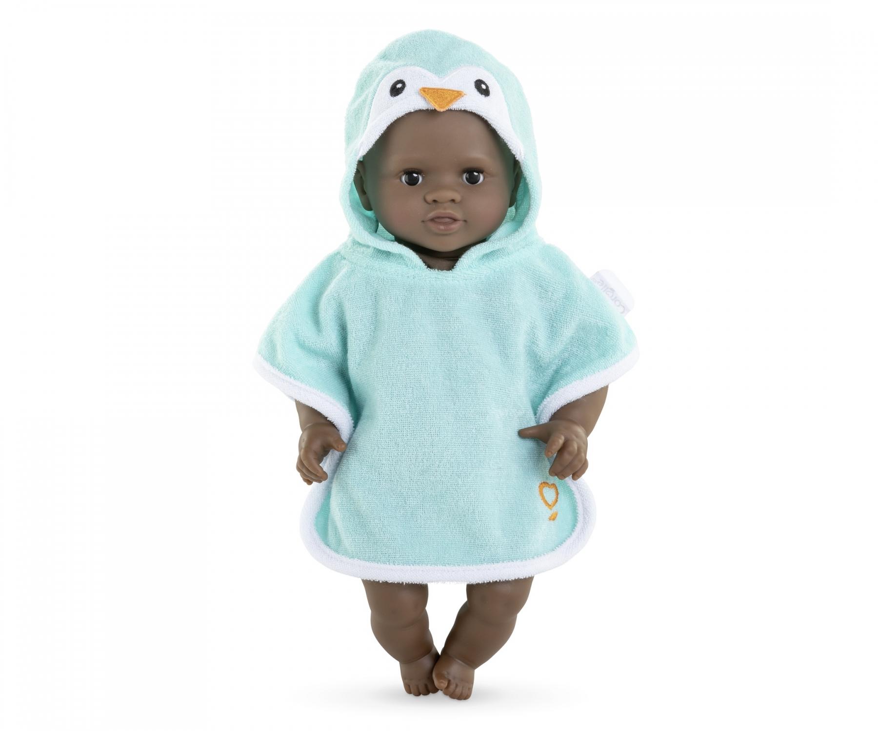 Cape de bain bébé Pingouin vert personnalisable
