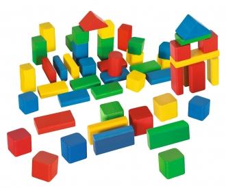 Coloured Wooden Blocks - 50 Pieces