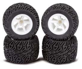 1:10 4WD wheel set XL - RC tire set, 4 pieces, black and white, 12mm hexagonal mount, foam inserts, Tamiya compatible