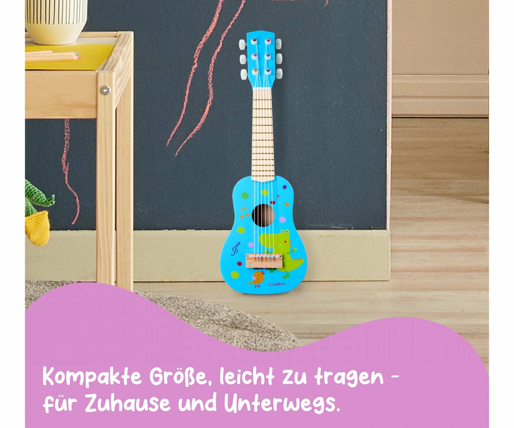 Mejor guitarra acústica de madera maciza de 21 pulgadas, 6 cuerdas, instrumento musical para niños, principiantes, estudiantes, regalo de Navidad, cumpleaños, codificación/1459 (color azul