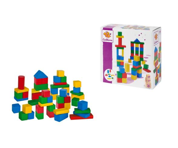 Coloured Wooden Blocks - 50 Pieces