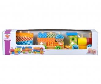 Eichhorn - Ref 2223 - Jouet En Bois - Petit Train 1 Locomotive Et 2 Wagons (Long De 41 Cm) - Jouets pour enfants