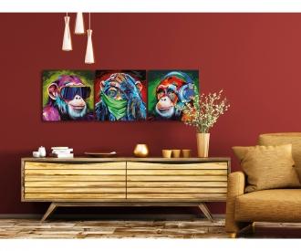 The Three Monkeys Triptych - Painting by Numbers