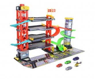 Parking Garage Playset With Lift and 5 Vehicles