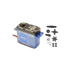 Servo CS-46DS-BL – RC Standardgröße JR, Brushless Motor, 47.8kg Stellmoment, Metallgetriebe, wasserfest, kugelgelagert, 0.10sec Stellzeit, schwarz-blau-silber