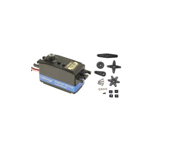 Servo CS-10DS - RC Low-Profile JR, moteur Coreless, couple de manœuvre 9.53kg, engrenage métallique, étanche, roulement à billes, 0.09sec temps de manœuvre, noir-bleu