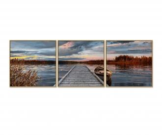 Sunrise by the Lake Triptych - Painting by Numbers