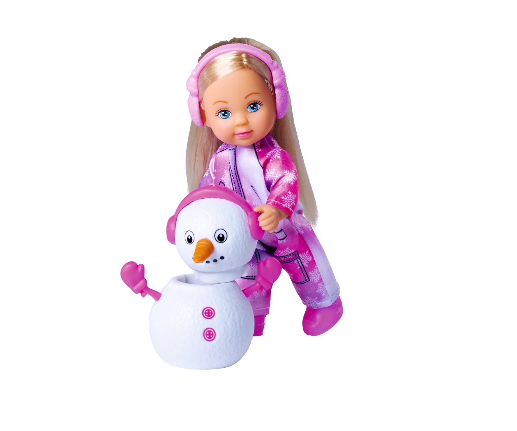 Simba Evi Love Teddy Puppe – Mit Flauschiger Jacke, Haarreif, Rucksack & Teddy (12 Cm, Ab 3 Jahren)