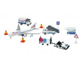 RedCrab Avion Cargo Jouet – 7 Pièces (5 Avions + Hélicoptère) – Friction – DIY – Rampe – Voiture Incluse – Dès 3 Ans – Jeu éducatif