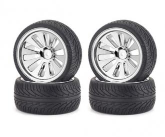 1:10 CV-10B, on-road tyre set, chrome rims